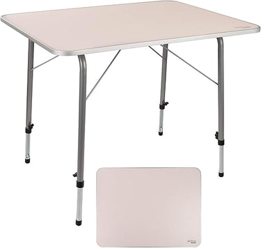 AKTIVE Mesa plegable camping, Mesa altura regulable, Mesa camping, 80x60x50-69 cm, estructura aluminio, Ø22 mm, color malva, Mesa ligera, Mesa auxiliar (52868)